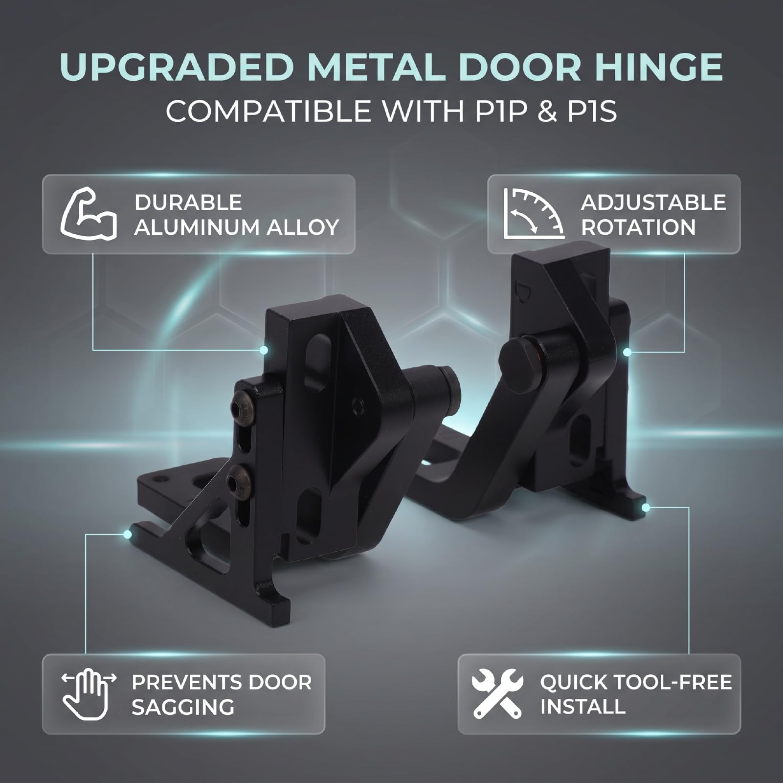Metalowy Zawias Drzwiowy do Drukarki 3D Pasujący do 180 270 Stopni | Stop Aluminium Obrabiany CNC, Regulowany Obrót, Zapobiega Ugięciu Drzwi, Zawiera Narzędzia Montażowe