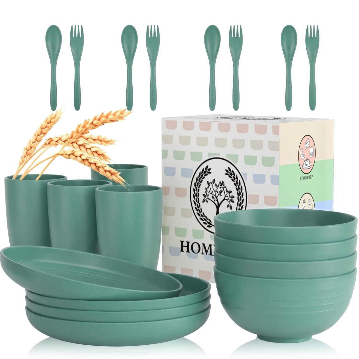Homienly Wheat Straw Dinnerware Set - 20 Pieces -20
