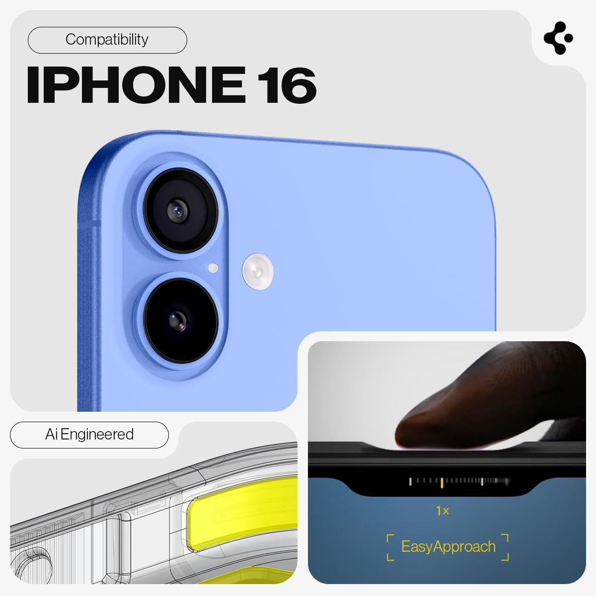 Spigen Case for iPhone 16 Case, Tough Armor Designed for Apple iPhone 16 - Black - Image 2