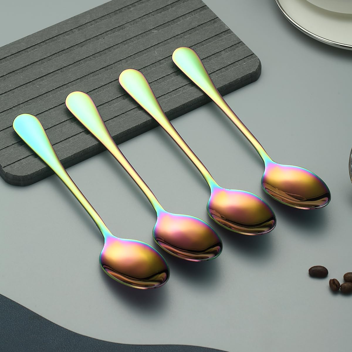 Suppenl&ouml;ffel Set Regenbogen 12er 18.5cm, Edelstahl Titan-Regenboge