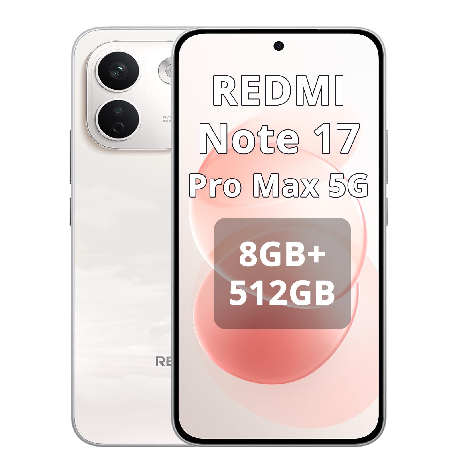 XIAOMI Redmi Note 17 Pro Max 5G, Smartphone 8+ 512 GB,massiverer Akku mit 9210 mAh, IP66/IP68, Neue 50-MP-Kamera, 1,5 K AMOLED-Display von 6,83 Zoll, Wolkenrosa