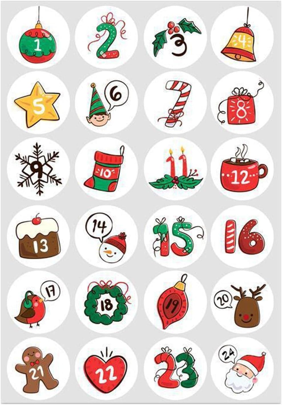 124 Advent Calendar Christmas Number Stickers,Advent