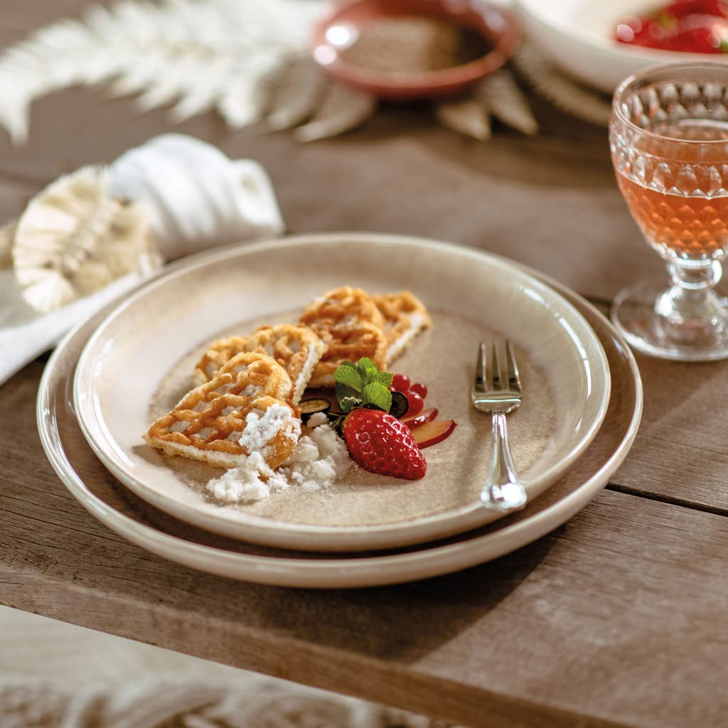 Villeroy & Boch Like. by Perlemor Sand Service à café 18 pièces, tasses à café avec soucoupes (190 ml) et assiettes à petit-déjeuner (24 cm), aspect pottery avec effet émaillé, porcelaine de qualité