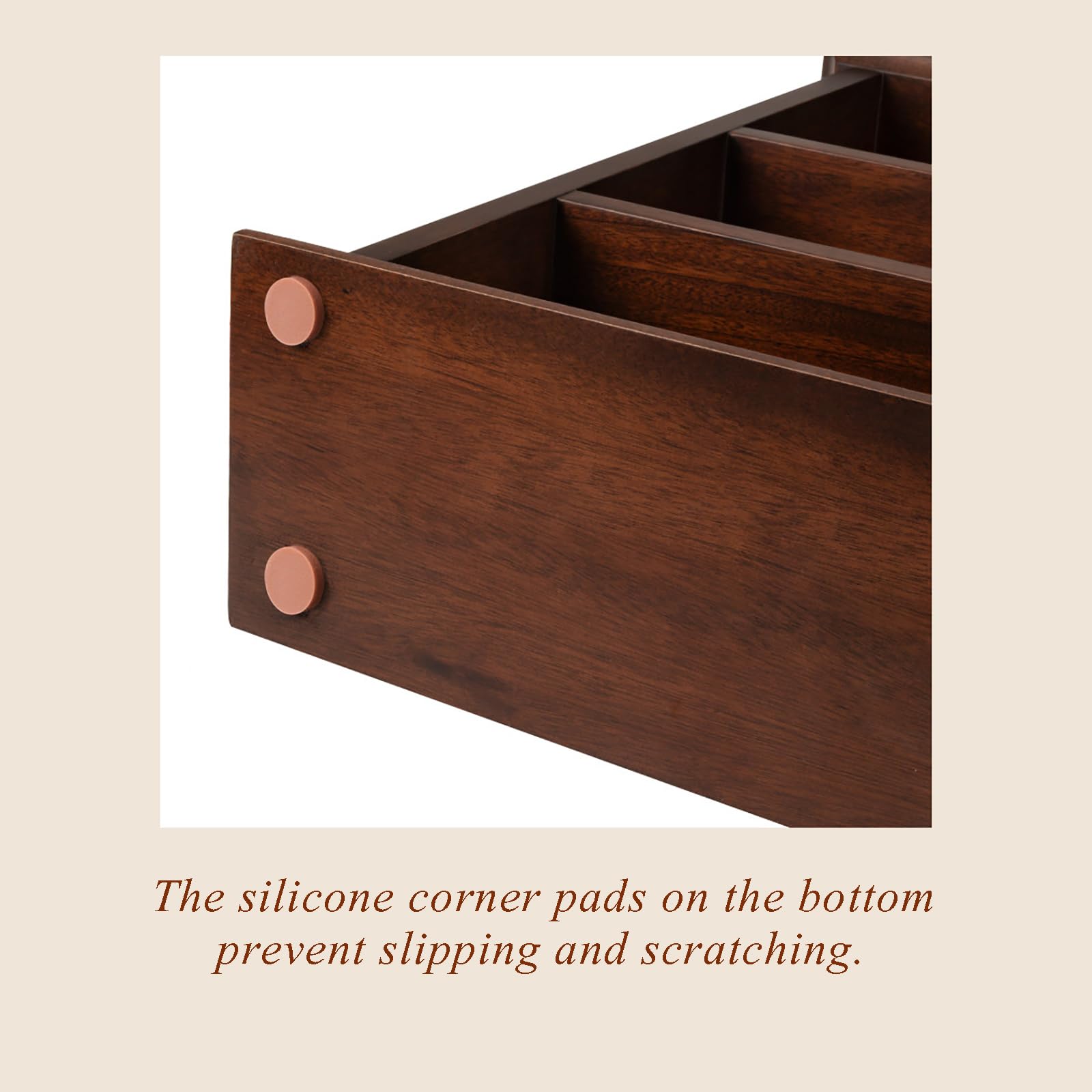 Estante Expositor De Perfumes De Madera Maciza De Melocotón, Organizador De Tocador De Madera De 3 Niveles con Barandillas De Aluminio, Estante De Almacenamiento De Encimera para Perfumes