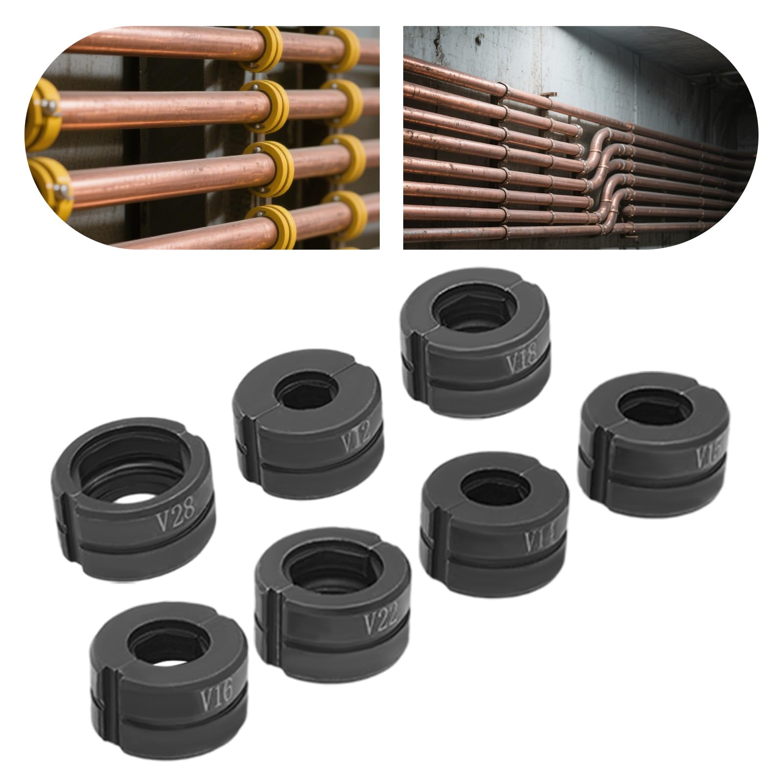 Lot de 7 mâchoires de sertissage pour pince à sertir, profil en V pour V12, V14, V15, V16, V18, V22, V28, pour sertir des tuyaux en cuivre, mâchoires de sertissage de type V