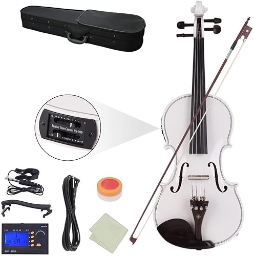 Vista 13 de Ktaxon Violín eléctrico acústico, violín 4/4 con preamplificador de ecualización y accesorios de ébano, violín de tamaño completo con cable AUX