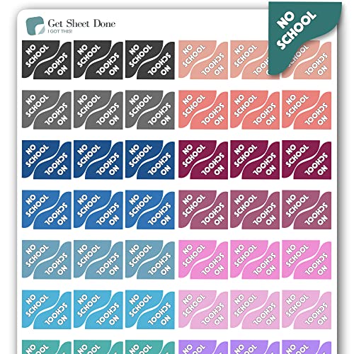 No School Corner Planner Stickers / 96 Vinyl Stickers (1/2”) / School Schedule Student Teacher Educational/Essential Productivity Life/Bullet Bujo Journal/Todo Appointments (No School, One Sheet)