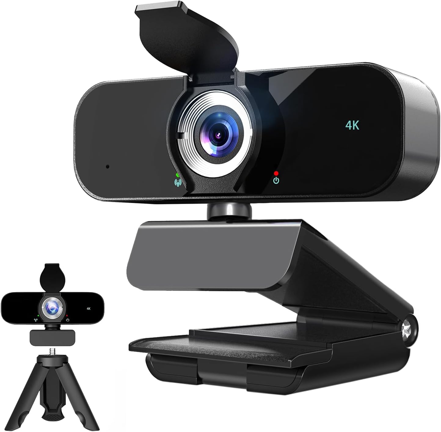 4K Webcam Camera for Computer, External Camera with Microphone, USB Plug&Play, Auto Low Light Correction, Privacy Cover, Tripod, Wide Angle for Meeting/Online Video/Zoom