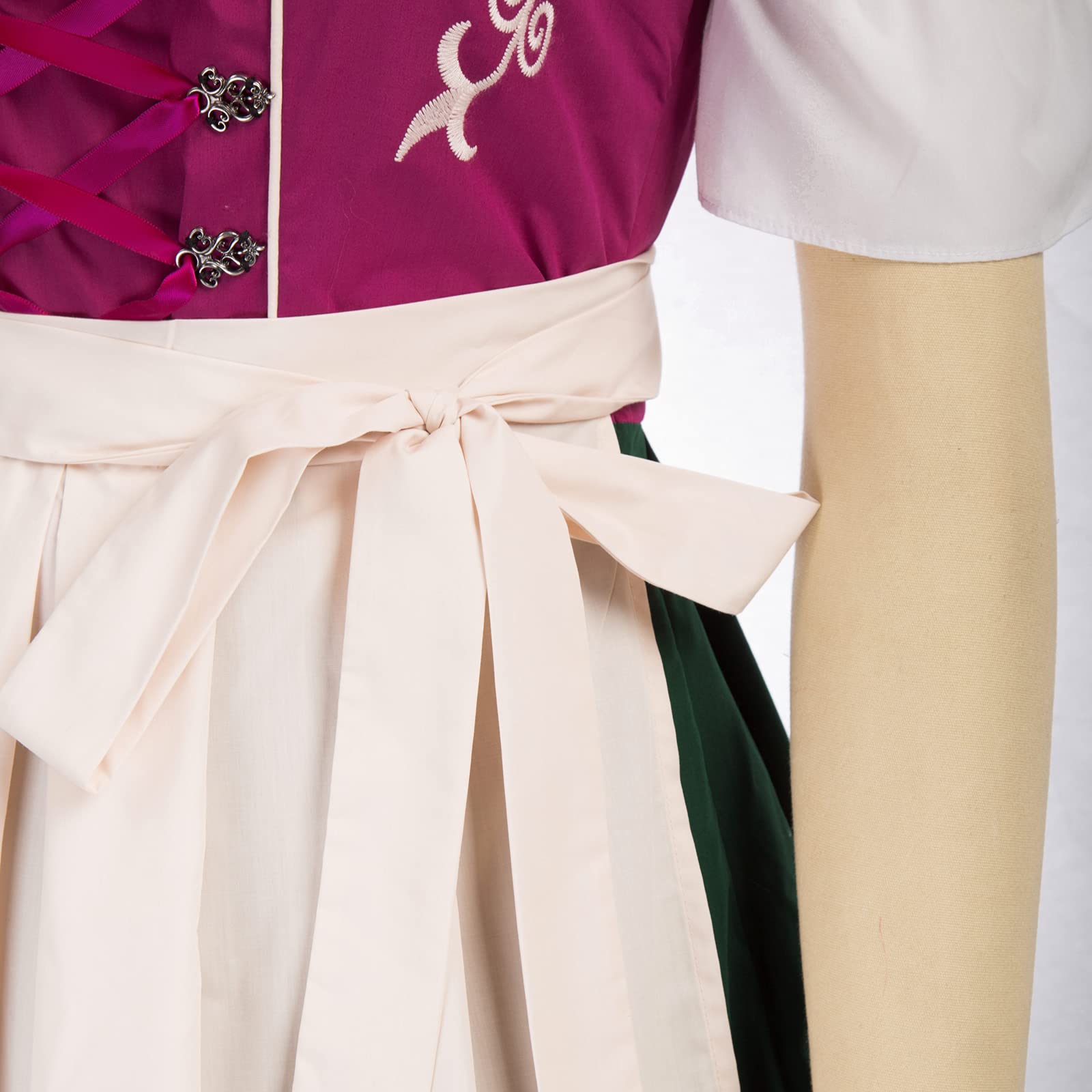 JASAMBAC Damska sukienka Dirndl 3-częściowy kostium na Oktoberfest Dirndl, na karnawał, Oktoberfest