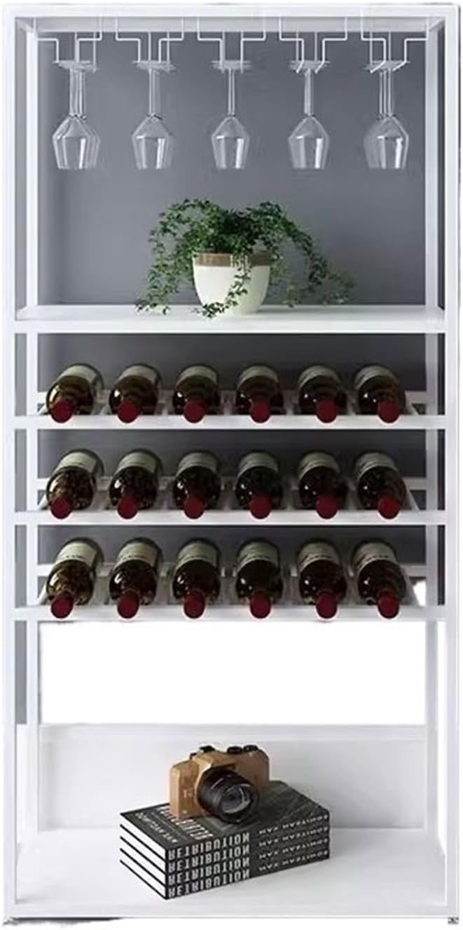 Wine Bottle Storage Wine Cooler Wine Red Wine Iron Household Floor Small Wine Rack Storage Display Shelf Shelf Wine Glass Racks Tabletop Wine Rack(White)