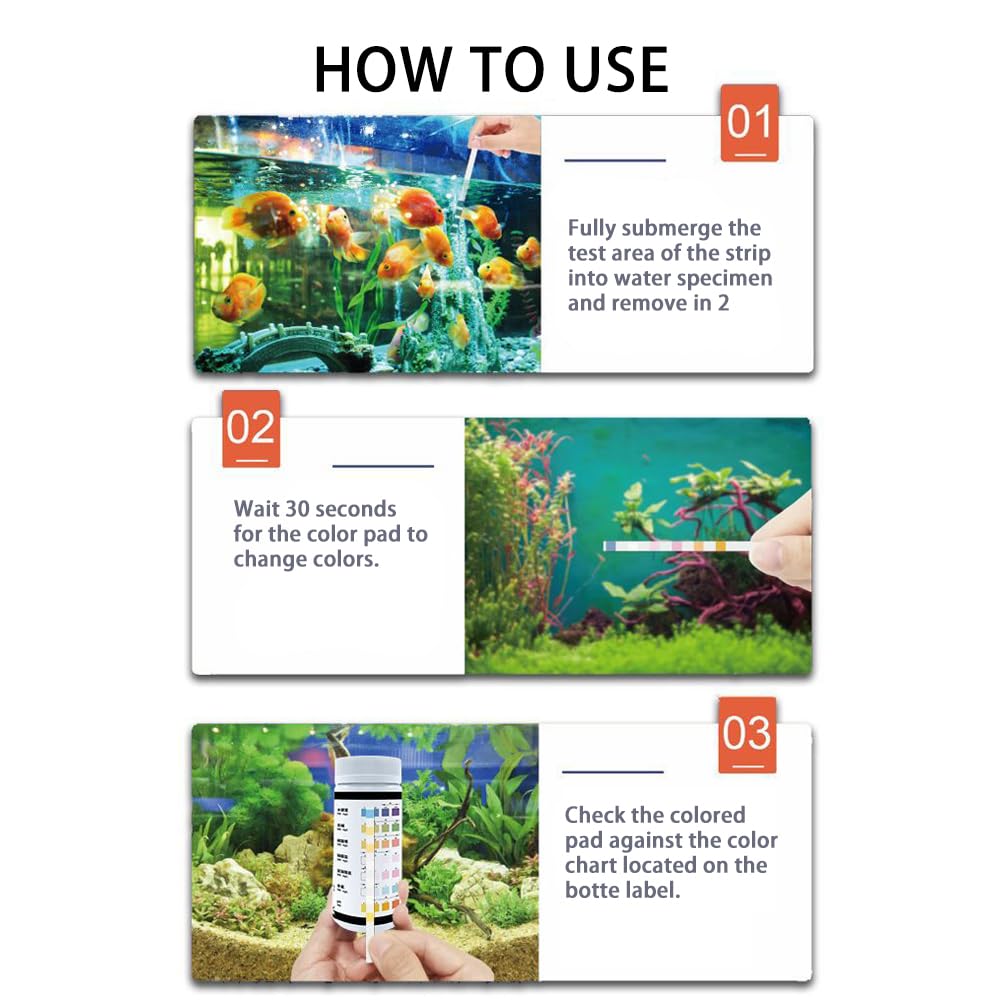 VANSUKY 7-in-1 Aquarium Test Strips 100 Strips- Water Quality Testing for Fish Tanks & Ponds, Test pH, Hardness, Carbonate - Image 3