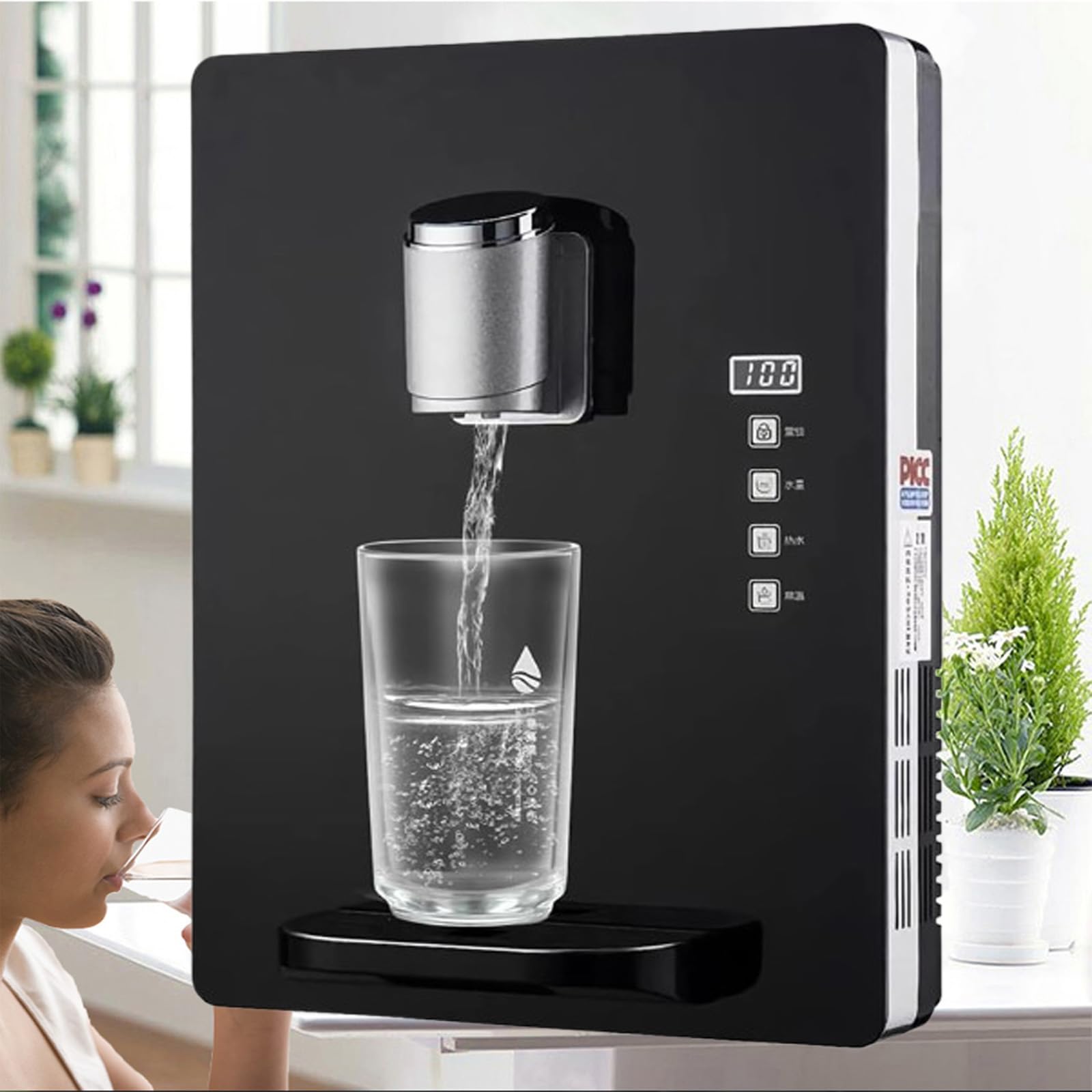 Dispensador de agua de pared, 30 l/h, calentamiento rápido, control de pantalla táctil, bloqueo electrónico para niños, ideal para oficina, hotel, cantinas, 2200 W