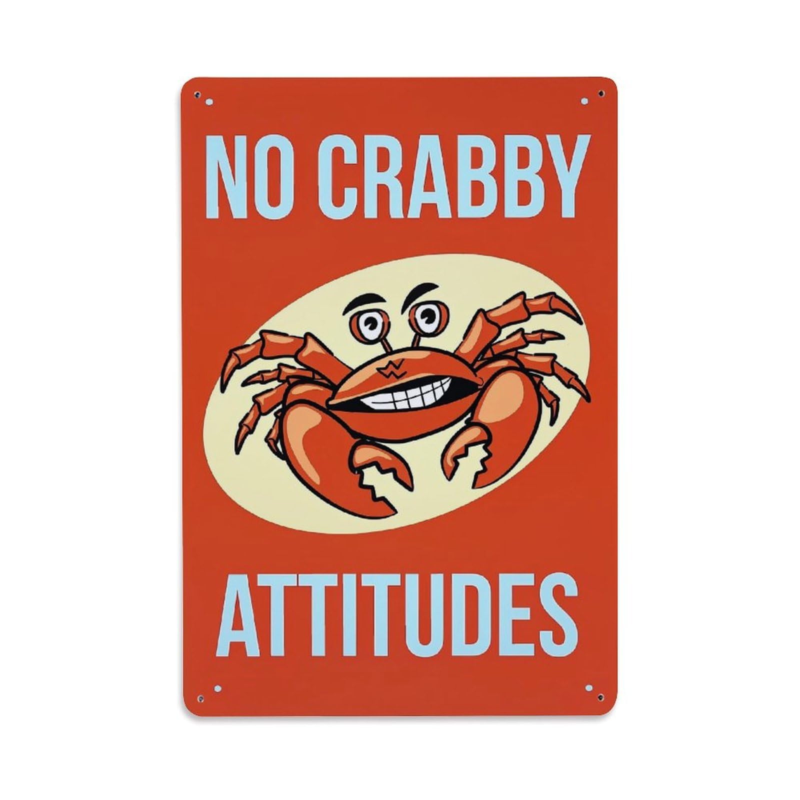 Jdfenggu Vintage No Crabby Attitudes Retro Metal Tin Sign, Decor Art Poster For Bar, Home, Man Cave, Kitchen, Laundry Room Gift 8X12inch