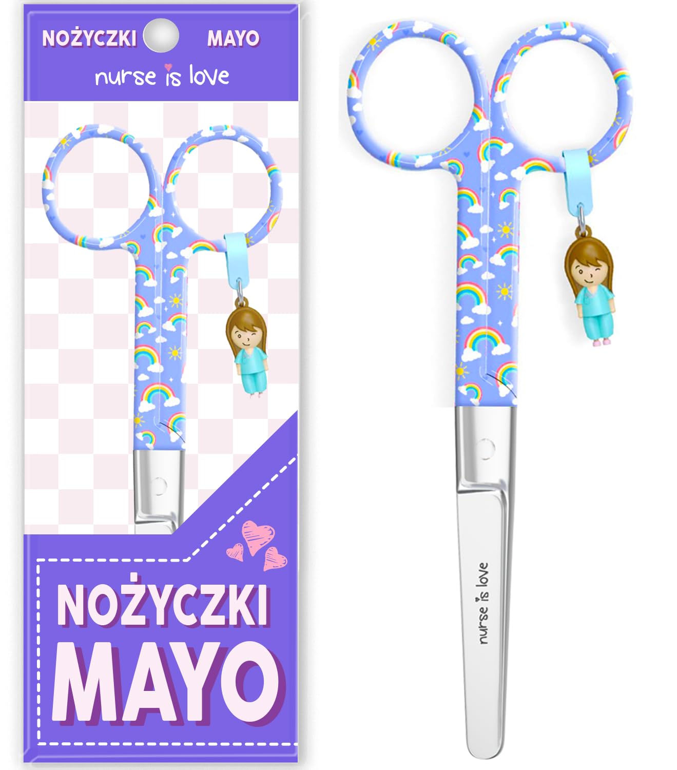Nurse is Love Mayo Nożyczki pielęgnacyjne, bandaż i nożyczki użytkowe do pierwszej pomocy, weterynarza, ostre ostrza i okrągła końcówka ze stali nierdzewnej