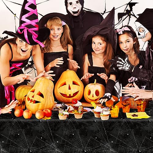 Image of Gatherfun Halloween Party Supplies - Spider Webs Disposable Tablecloth Plastic Table Cover, Ideal for Halloween Spider Webs Party Decorations, 54 X 108 Inch, 3 Pack