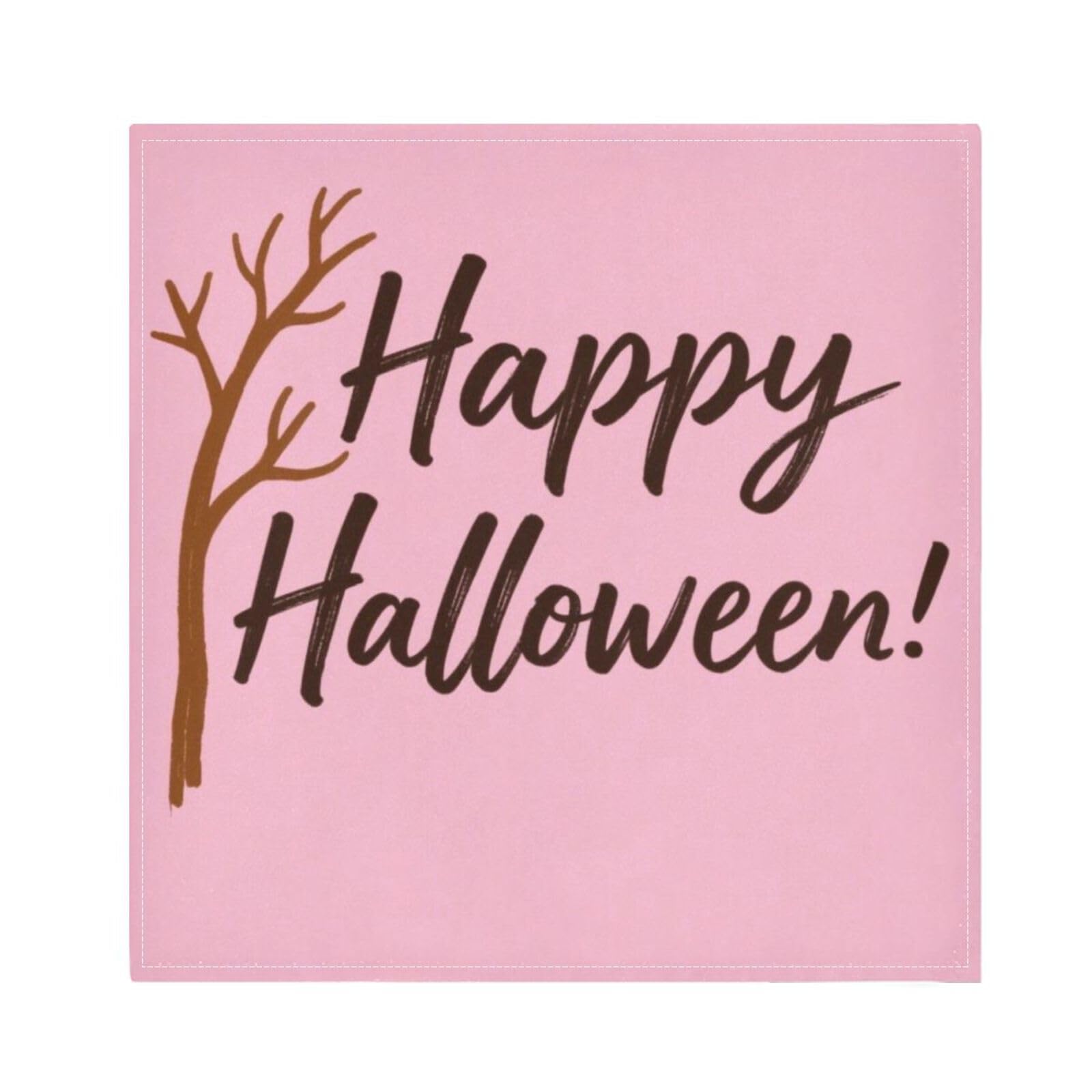 Serviettes de table Halloween roses en tissu lot de 6 de 50x50 cm
