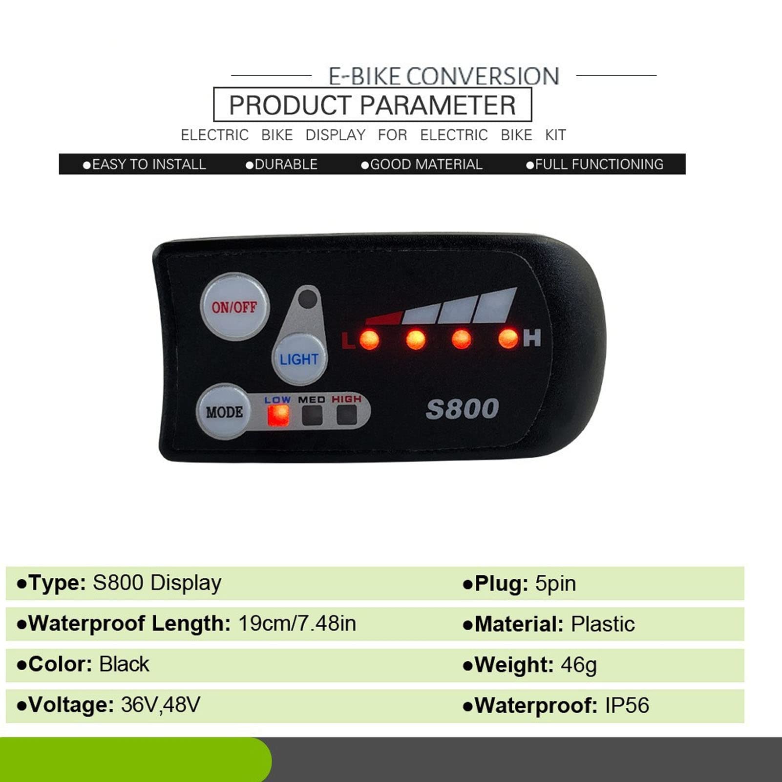 Contrôleur 36V/48V 15A VGEBY – Avec écran LED S800, Accélérateur Thumb, Capteur De Pédalage, Pour 250/350W !
