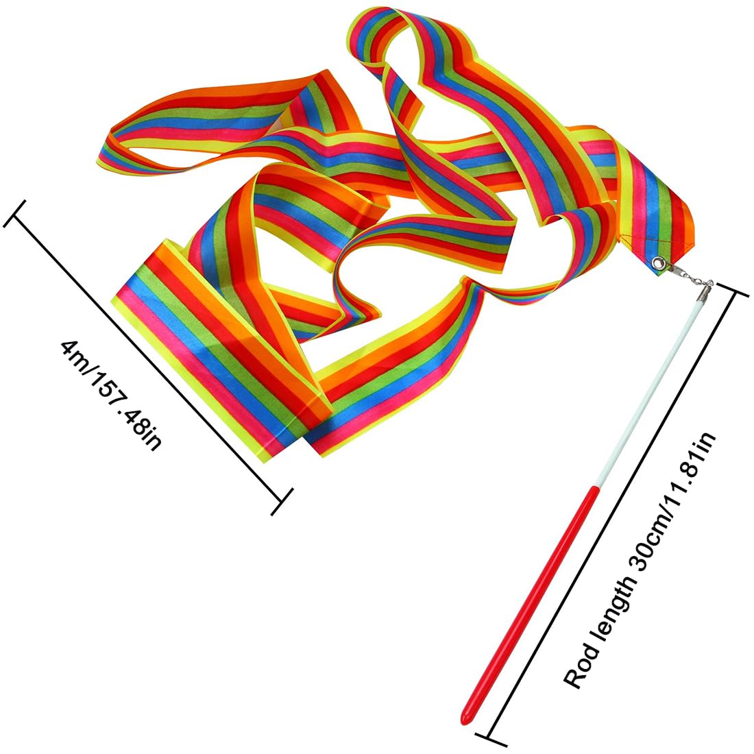 2 Pezzi Nastri di Ballo, Nastro da Ginnastica, 4m Nastri da Ballo, Nastro da Ballo, Nastro Ginnastica Ritmica, Dance Ribbons, Nastro per Ginnastica Ritmica, Ginnastica Ritmica Bacchetta