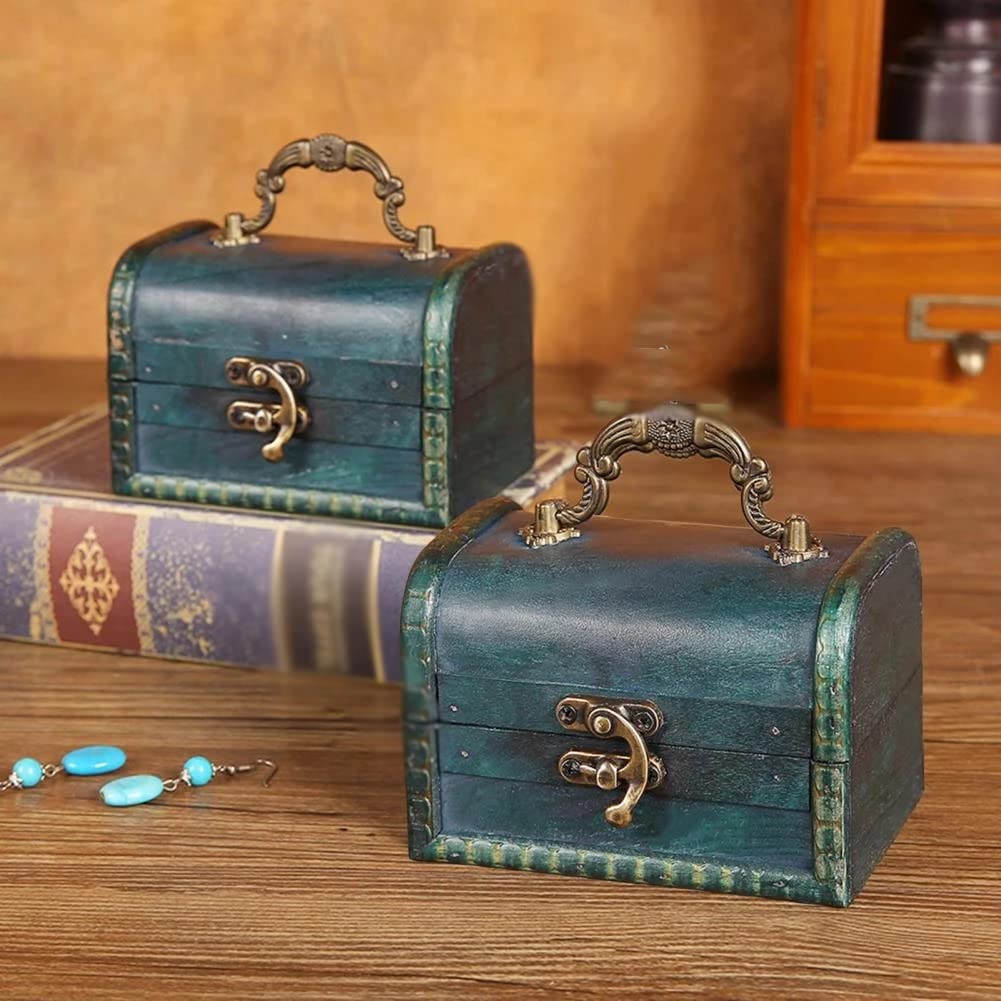 Kolczyki Schowek Artykuły domowe Retro Drewniane pudełko z biżuterią Mała walizka Kolczyki Case