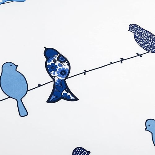 Miniatura 4 de Lush Decor Rowley Birds - Juego de sábanas suaves, juego de 6 piezas, tamaño King, azul marino, sábanas coloridas de pájaros, sábanas azul marino,