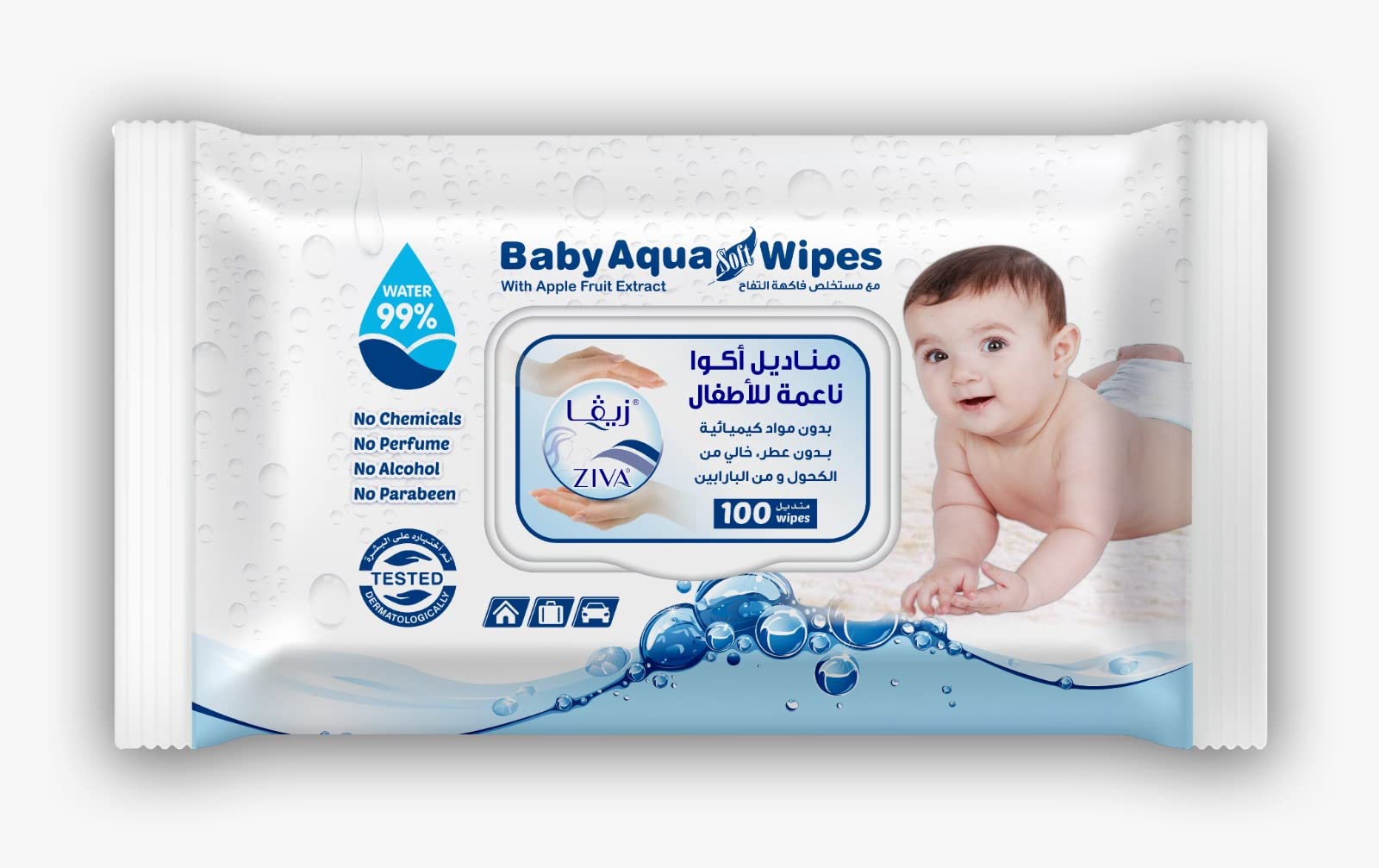 ZIVA AQUA WIPES 100 SHEET (WATER WIPES)