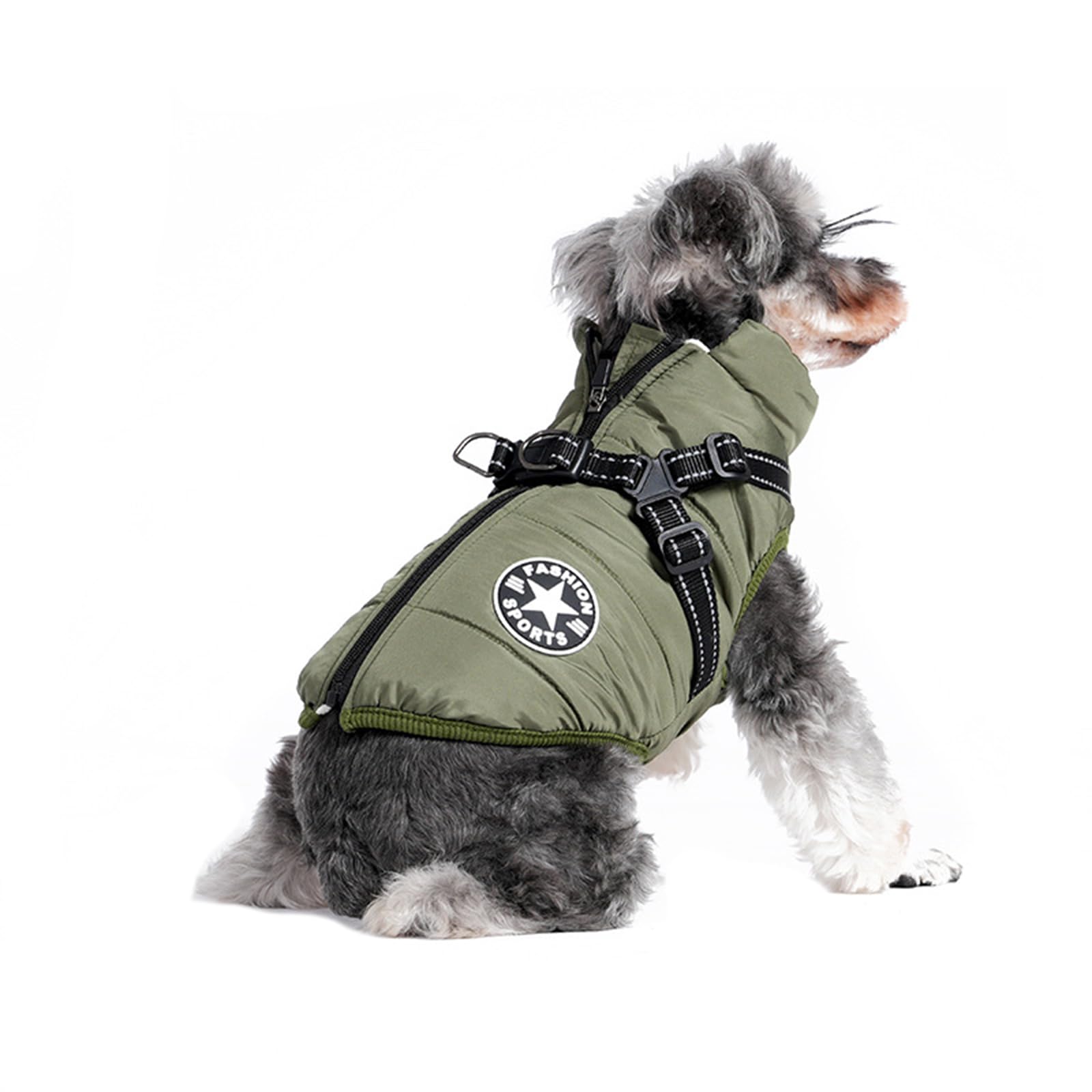 Warm Dog Coats and Jackets - Waterproof Winter Vest With Harness for Small and Medium Dogs (Green, XXL)