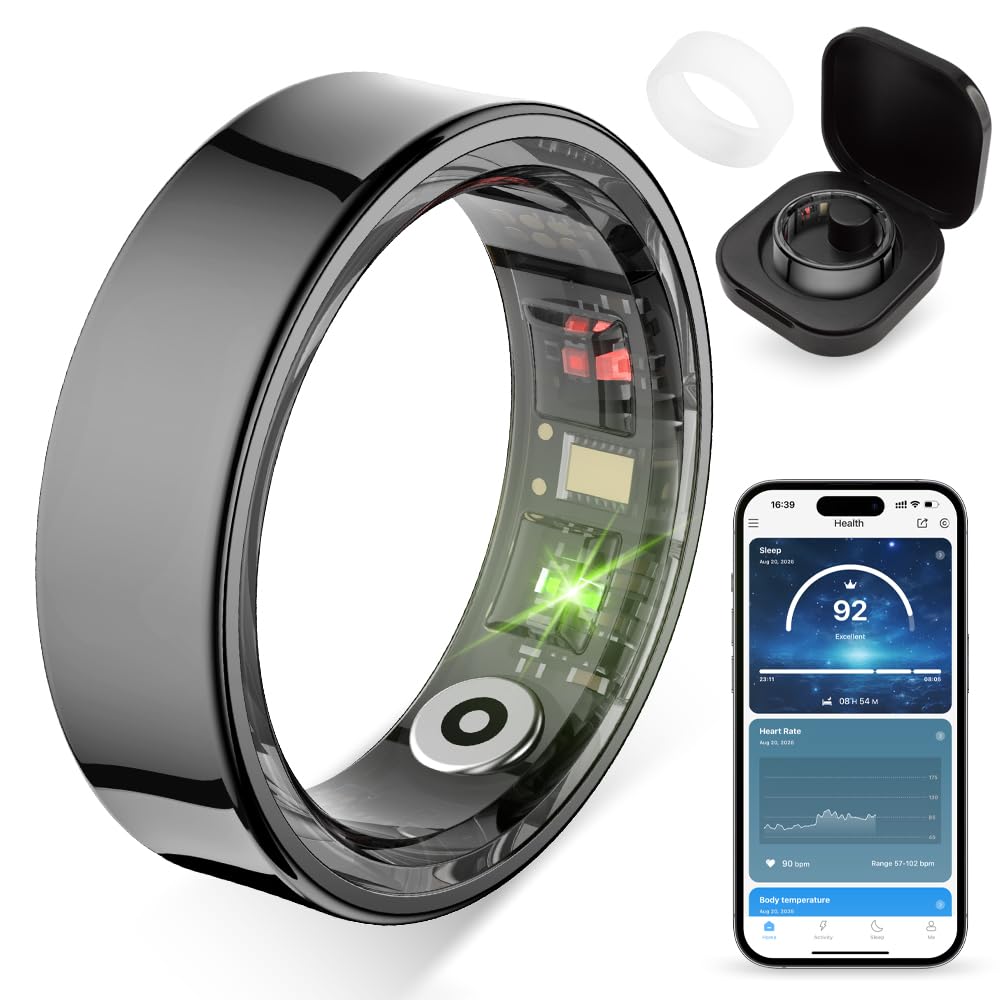 COLMI Smart Ring R09 Men,Women,body temperature&Sleep monitor (Black, 8)
