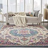 Nourison Passion Ivory/Multi Traditional Persian, Vintage Area Rug 6'7'X9'6'