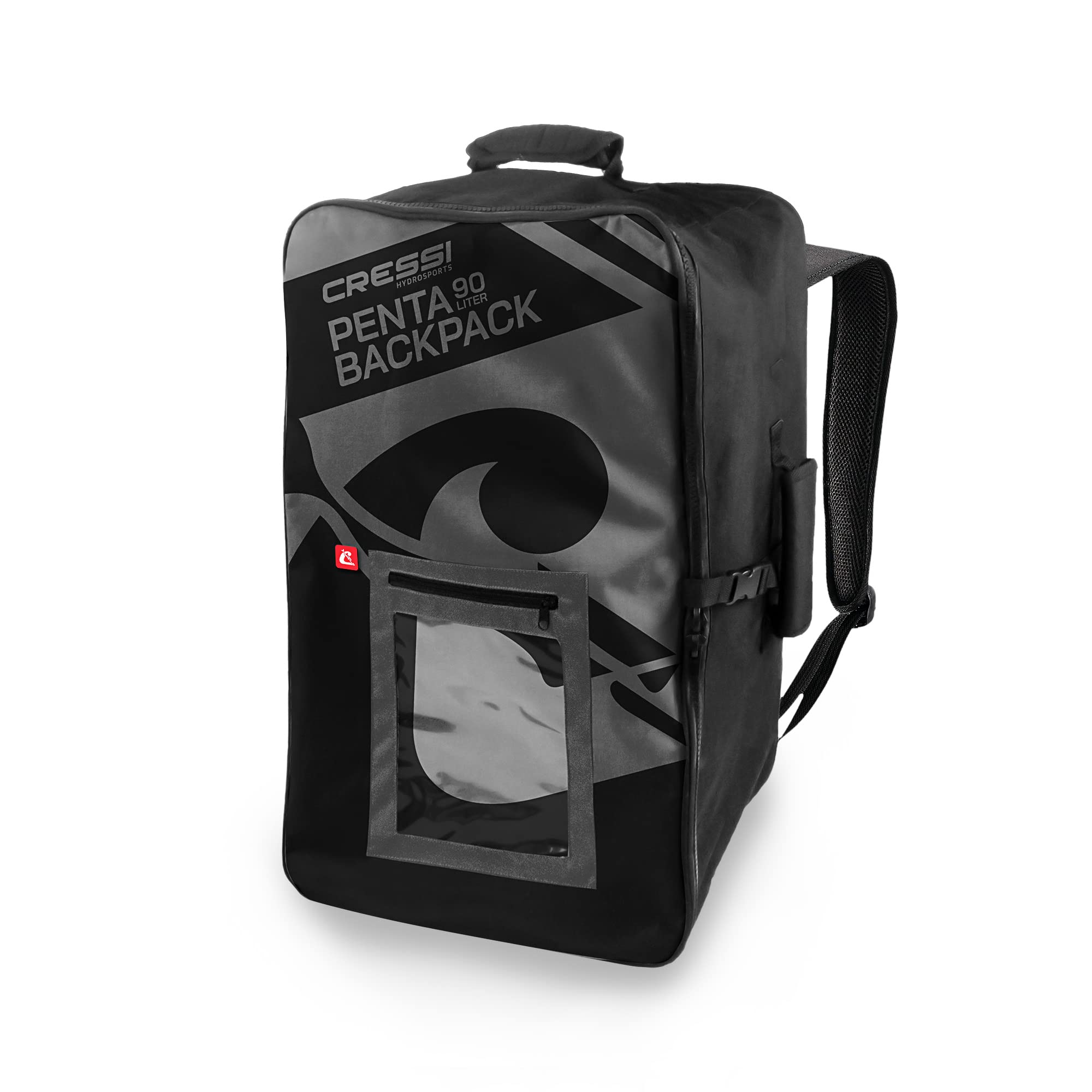 Cressi Unisex-Adult Penta Backpack - Zahnradrucksack aus starkem Polyester / PVC-Verbundstoff, langlebig, schwarz, 90 L