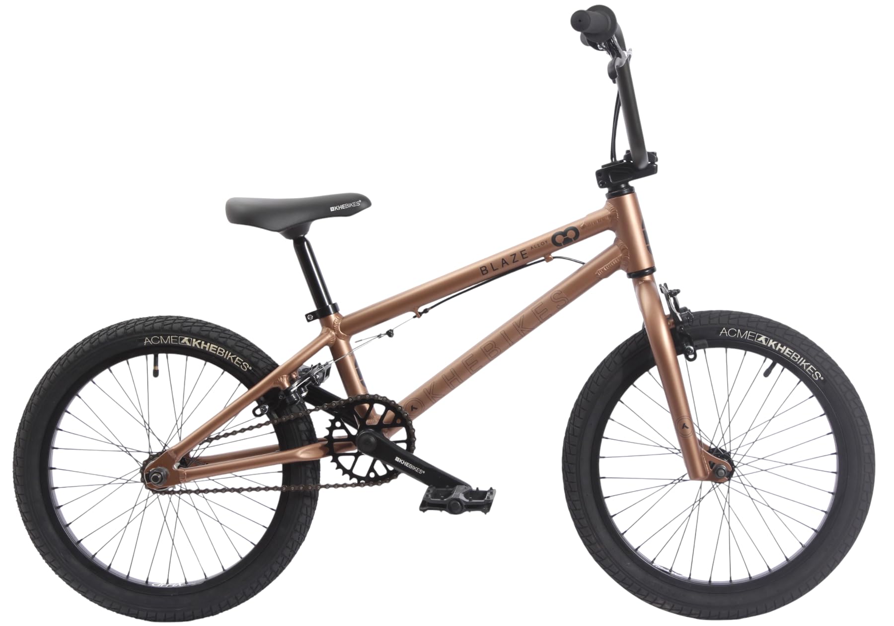 KHE Blaze 18 Zoll BMX Bike – 9,3 kg leicht, Aluminiumrahmen, Affix Rotor, U-Bremsen vorne & hinten, für Kinder ab 125 cm – Freestyle BMX für Park, Street & Pumptrack – Bronze