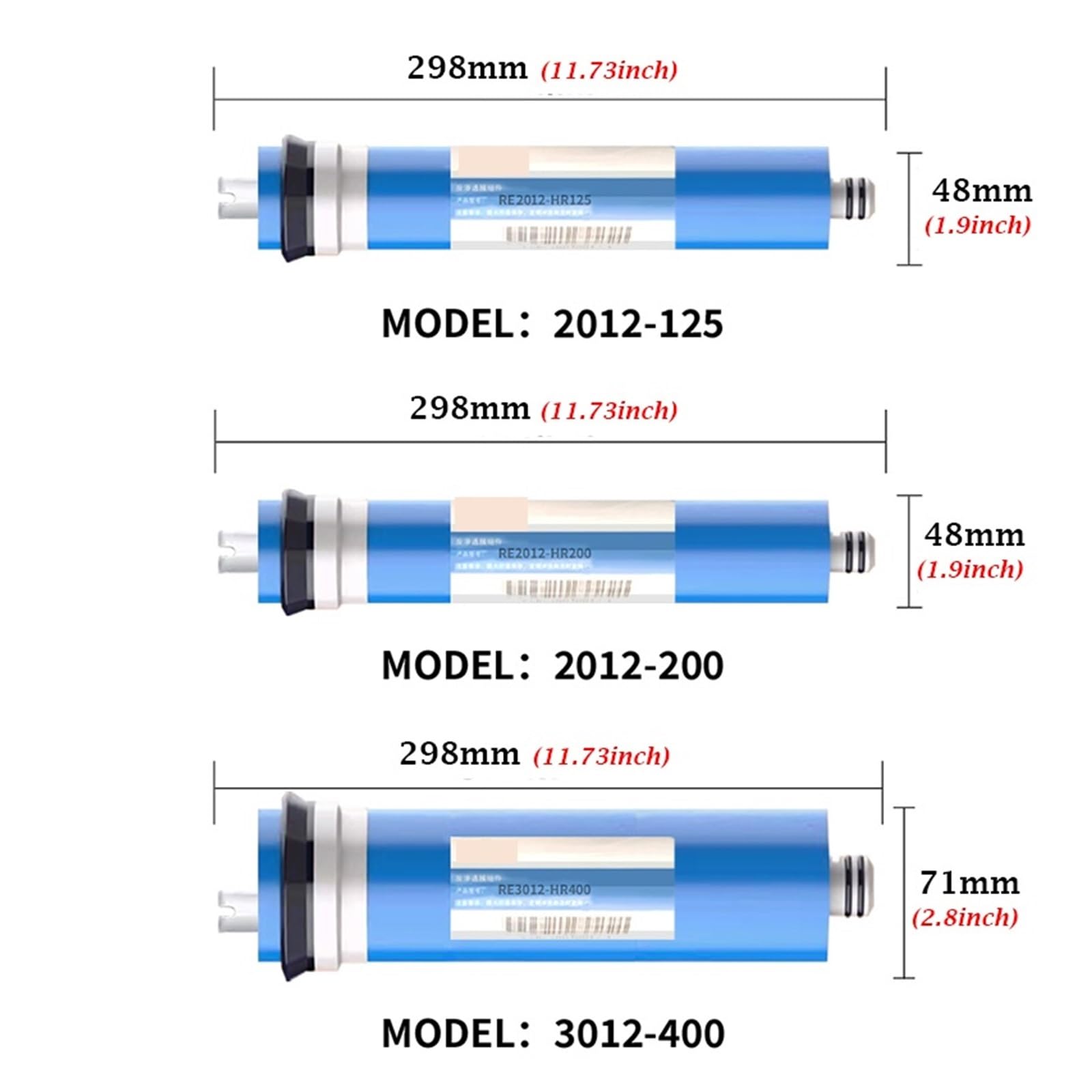 Filtro per l'acqua ad osmosi inversa 75/100/125/150/400GPD Cucina di Casa Osmosi Inversa RO Sostituzione Della Membrana Acqua Filtro Depuratore Acqua Potabile trattamento per il filtro dell'acqua sott