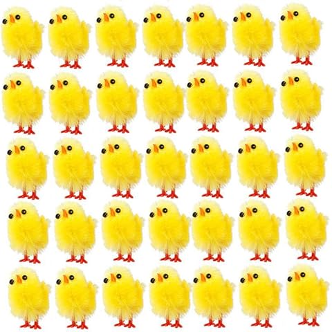 60 Pcs Easter Mini Yellow Chicks, Fluffy Cute Easter Chenille Chicks, for Easter Party, Easter Egg Bonnet Decoration, Easter Egg Cover