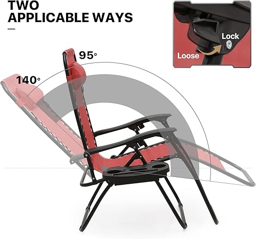 Miniatura 6 de MoNiBloom Sillón plegable de playa, paquete de 2, tumbona con almohada y soporte para tazas, reclinable portátil para patio exterior para vacaciones