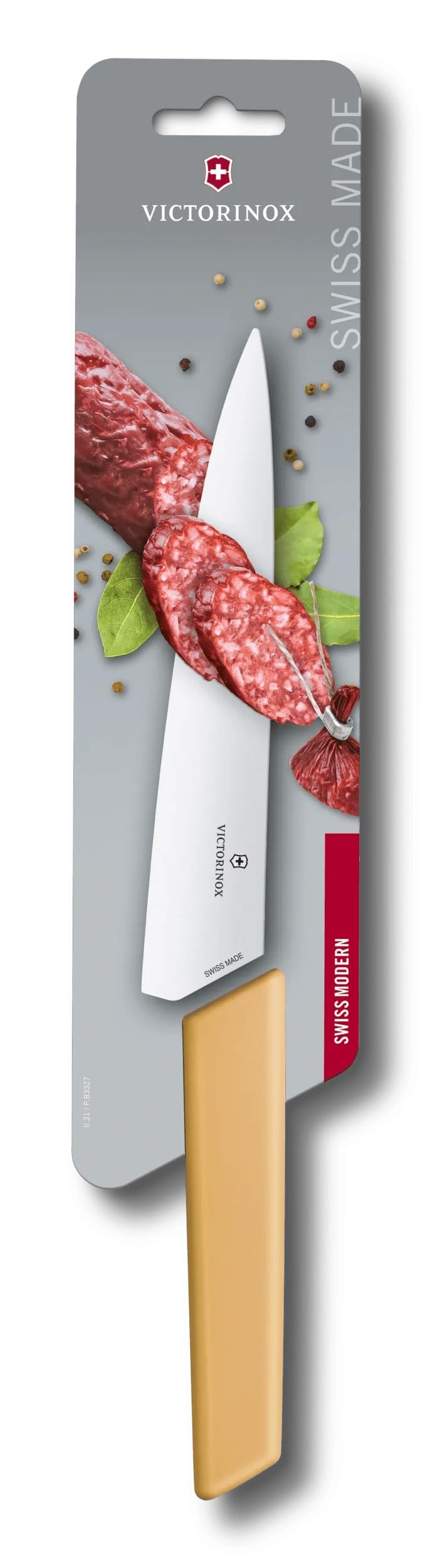 Victorinox Couteau à Découper Swiss Modern pour la Viande, Lame Droite, Lame en Acier Inoxydable 25 cm de Long, Manche Synthétique Ergonomique, Jaune