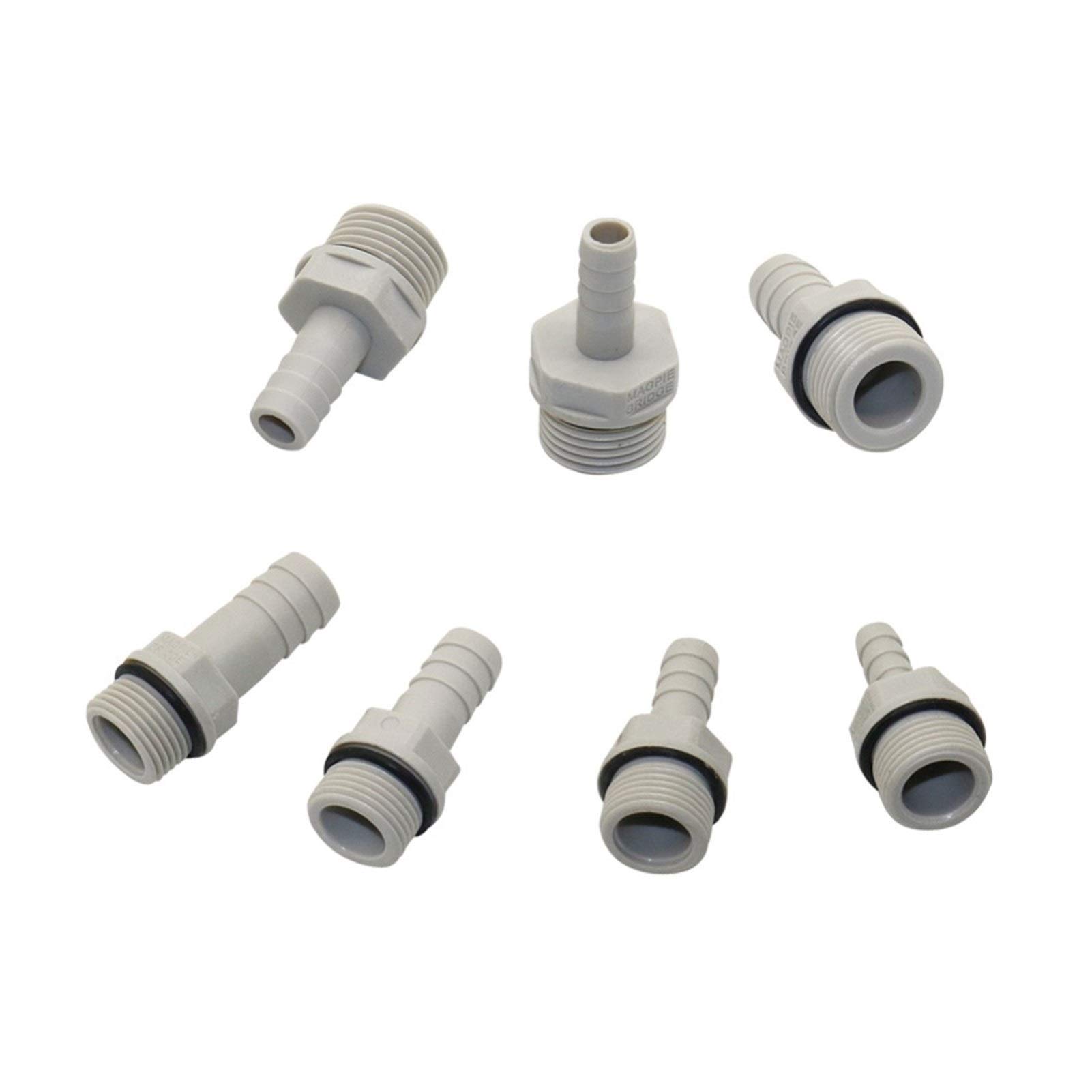 MANHONG Botanical Garden Lawn Nozzle 6/8/10/12mm Barb to 3/8", 1/2" Male Thread Straight Connector Garden Plastic Steel Hose Connector Fish Tank Air Pump Connector 2 (Color : 1I2 Inch to 8mm)