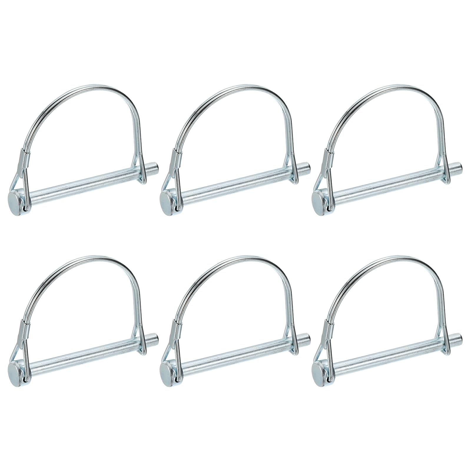 PATIKIL 6 Pcs Trailer Coupler Pins, 1/4" x 2.8" (6.3mm x 70mm) Safety Wire Lock Hitch Pin Arch Shaft Spring Locking Clip Half Round for Farm Trailers Lawn Garden Wagons, Silver