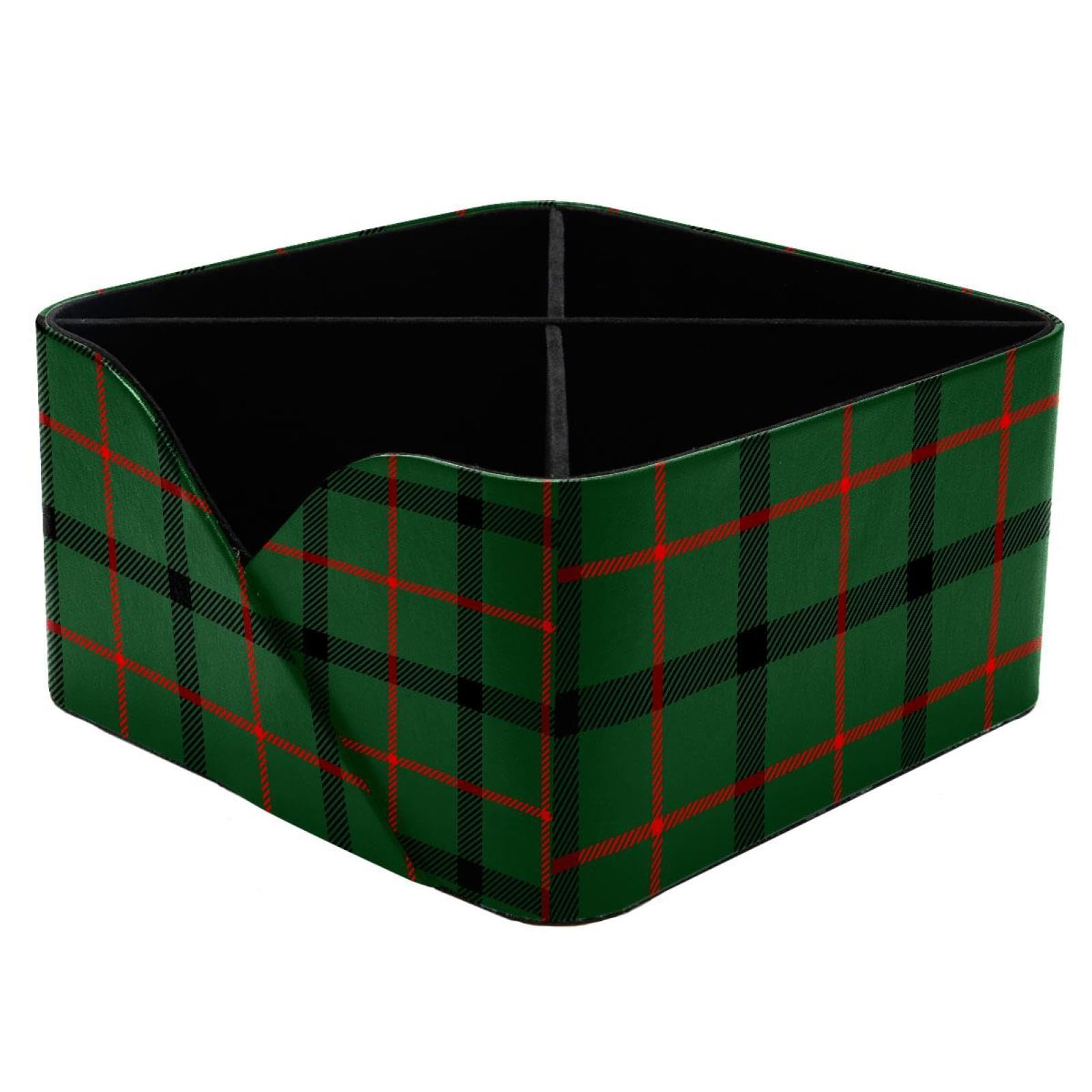 KengjuTesu Tartan Plaid Scottish Pattern Desktop Organizer Pen Holder, Rectangular Pencil Cup for Office, Study and Makeup Stations