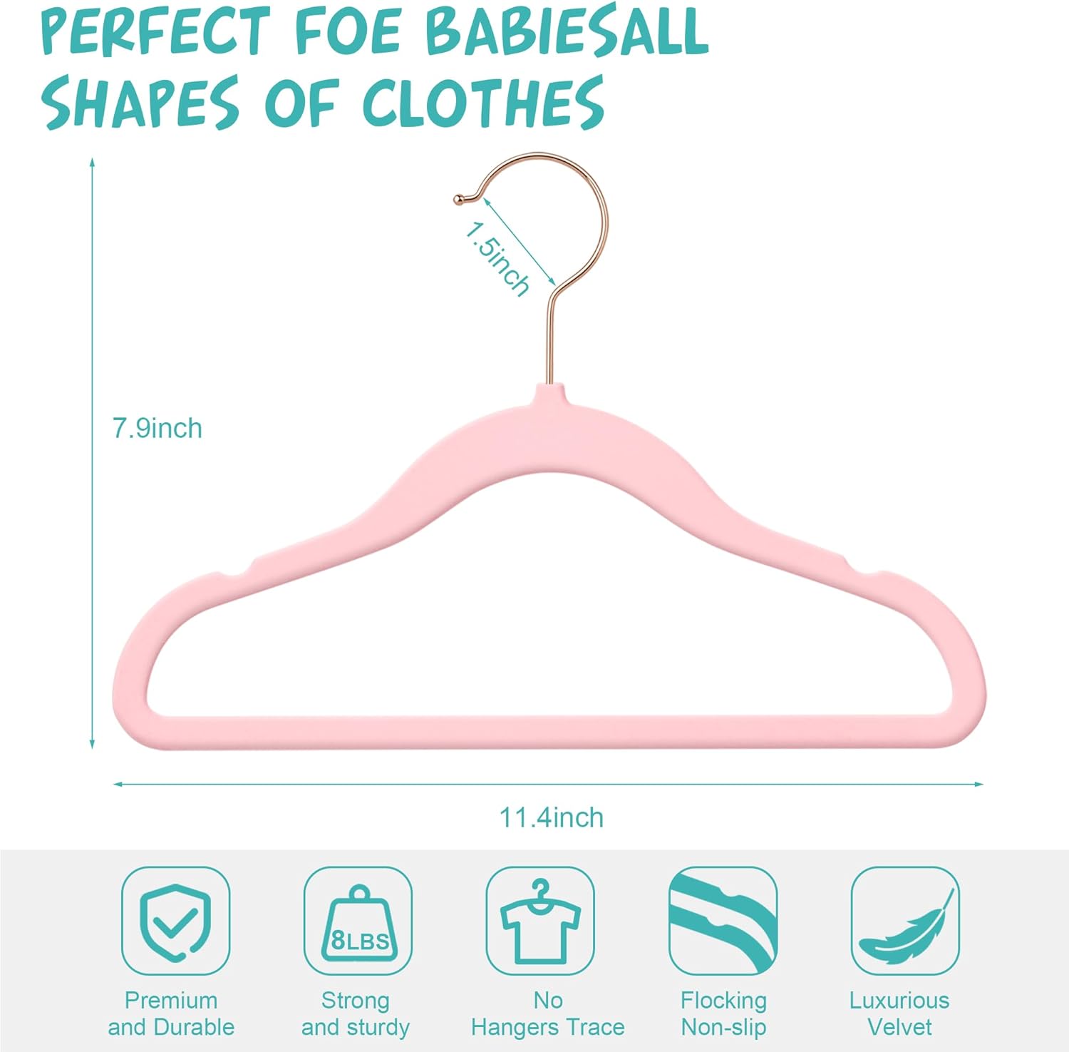 50 Pack Velvet Baby Hangers Non-Slip Clothes Hangers with Swivel Hooks, Space Saving Infant Toddler Closet Organizers, Ultra Thin Durable Child Hangers for Nursery, Kids, Children Wardrobe (11.8inch) - Image 2