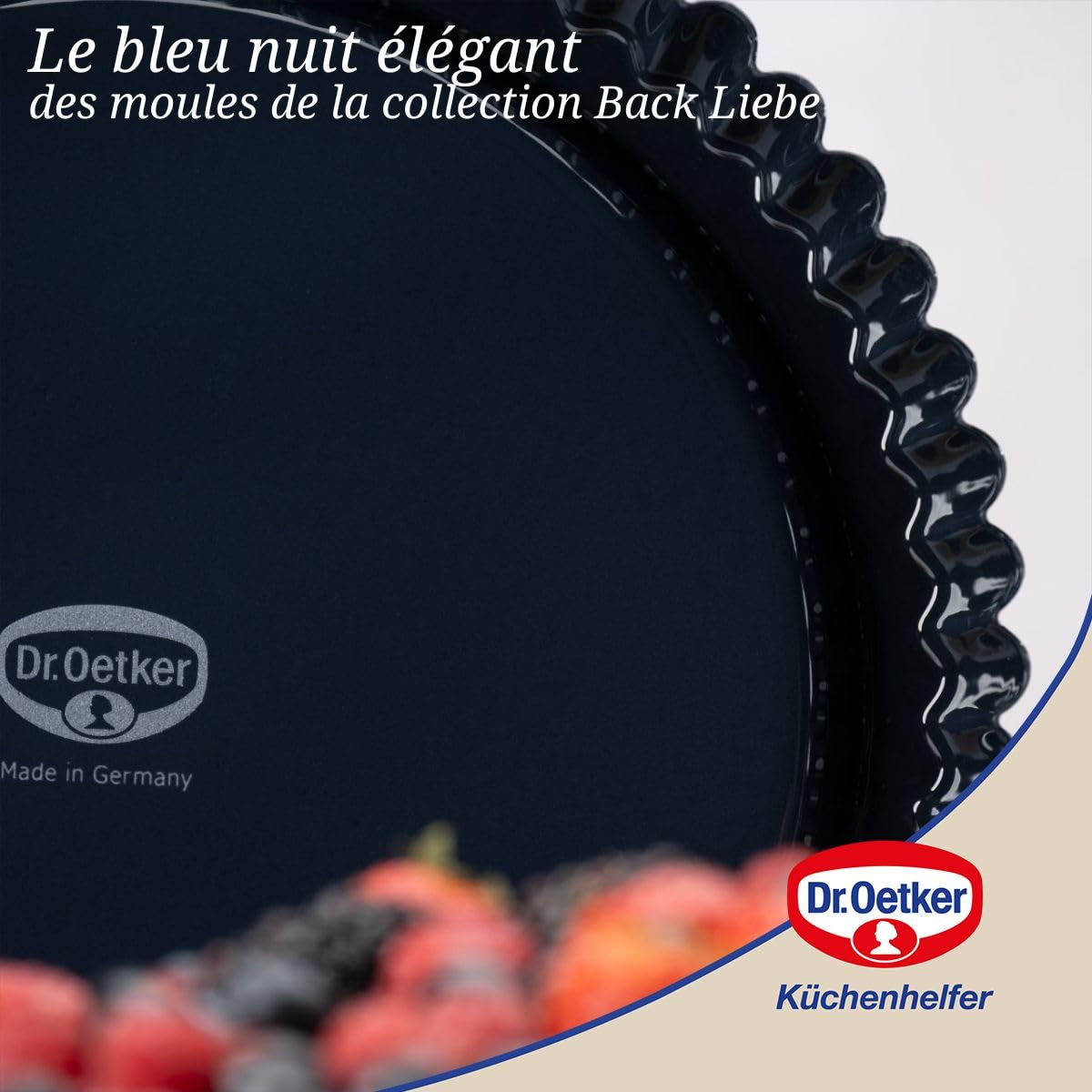 Dr Oetker 2370 Moule à Tarte, Moule à Gâteau, Moule à Gâteau Rond, Tôle d'Acier Emaillée, Bleu Nuit, 28 x 3,5 cm, 11.22 x 12.01 x 1.77 inches