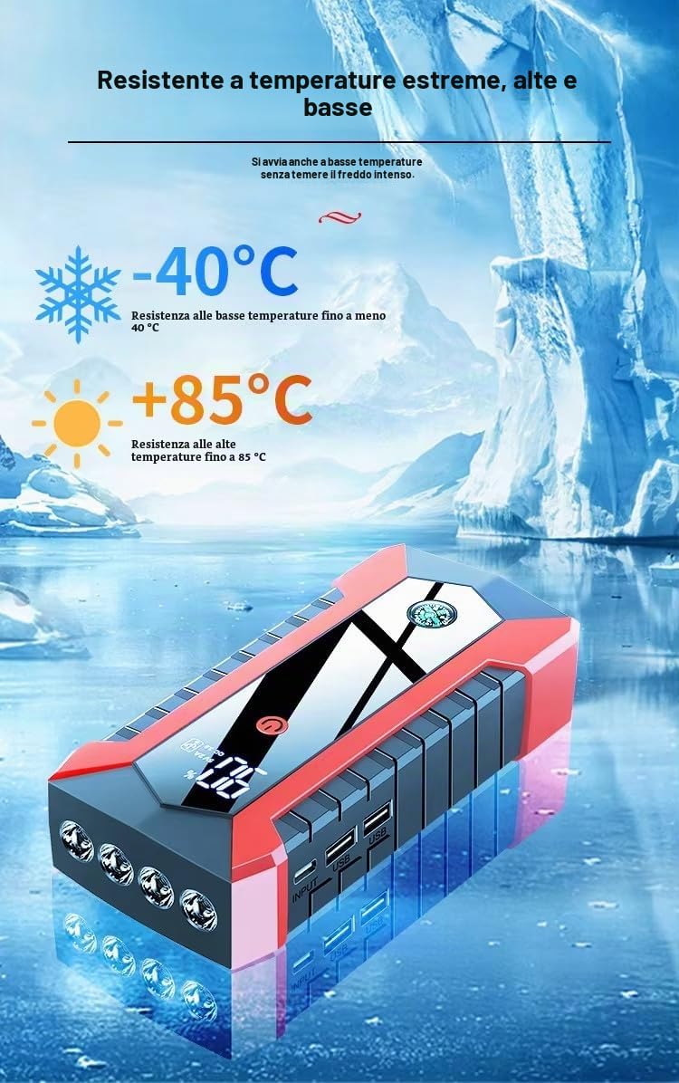 StickersLab - Avviatore di emergenza Auto Batteria Booster Starter Power Bank Portatile 12v 99800mAh