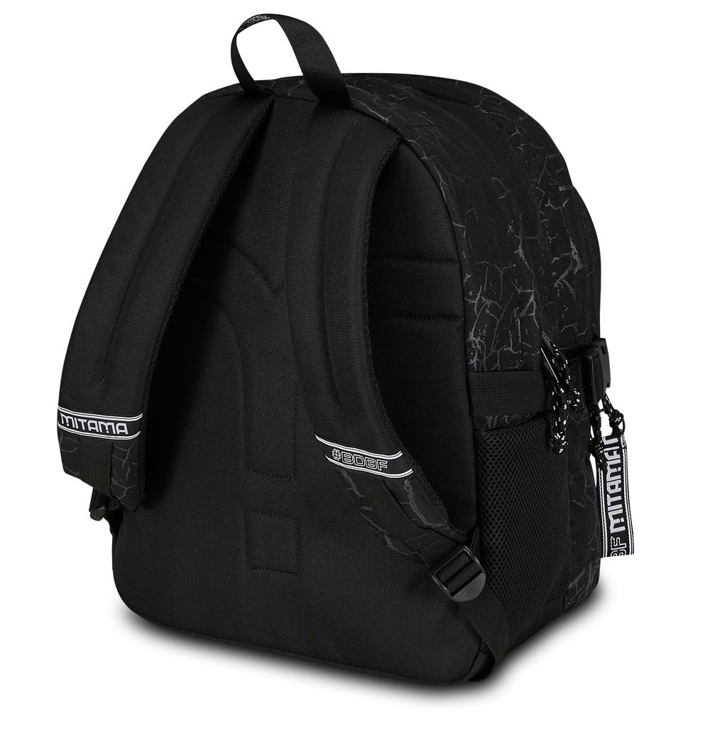Mitama Zaino Triplo Scomparto Black Cracks con Tasca porta PC, Nero, Scuola Elementare e Tempo Libero, Bambina Ragazza