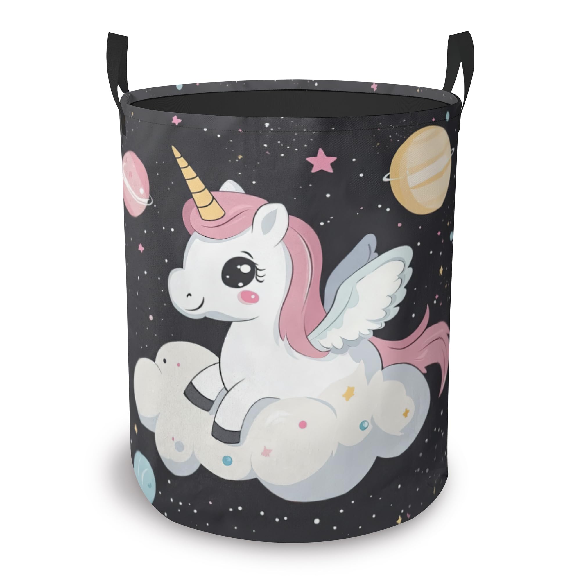 Cute Unicorn Laundry Hamper Large Canvas Fabric Lightweight Storage Basket/Dirty Clothes Collapsible Waterproof for College Dorms, Boys and Girls Bedroom,Bathroom
