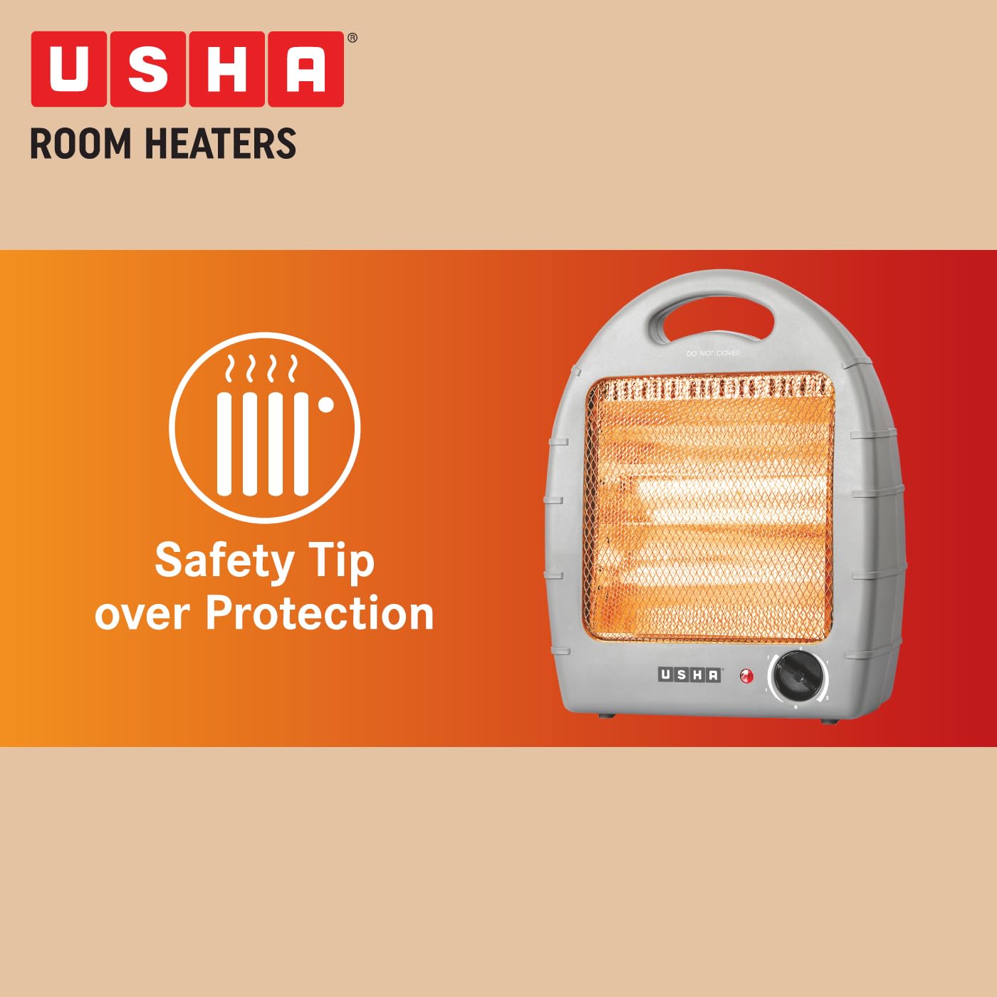 Usha Halogen Heater 2 ROD Grey
