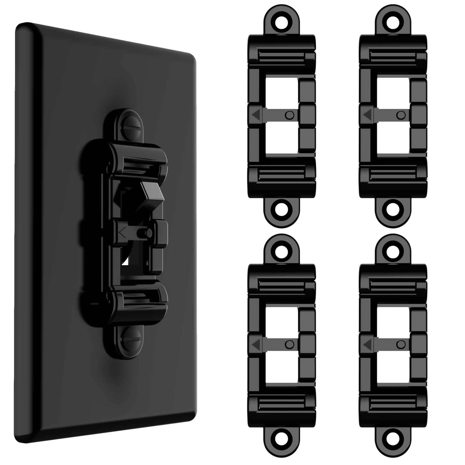 Light Switch Cover Guard,Toggle Lightswitch Coverplate Lock,Child Proof Switch Plate Cover Prevents Kids or Accidental Turned On/Off,Light-switch Protection (Gloss Black, 4 Pack)