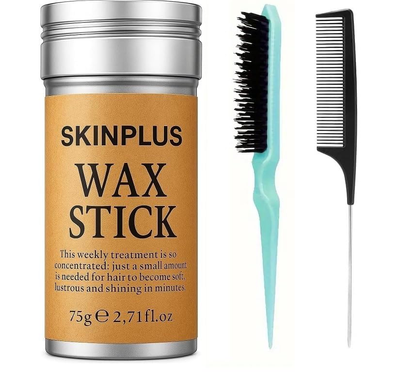 SKINPLUS Hair Wax Stick for Women & Men 75g with Teasing Hair Brush & Tail Comb-image-27
