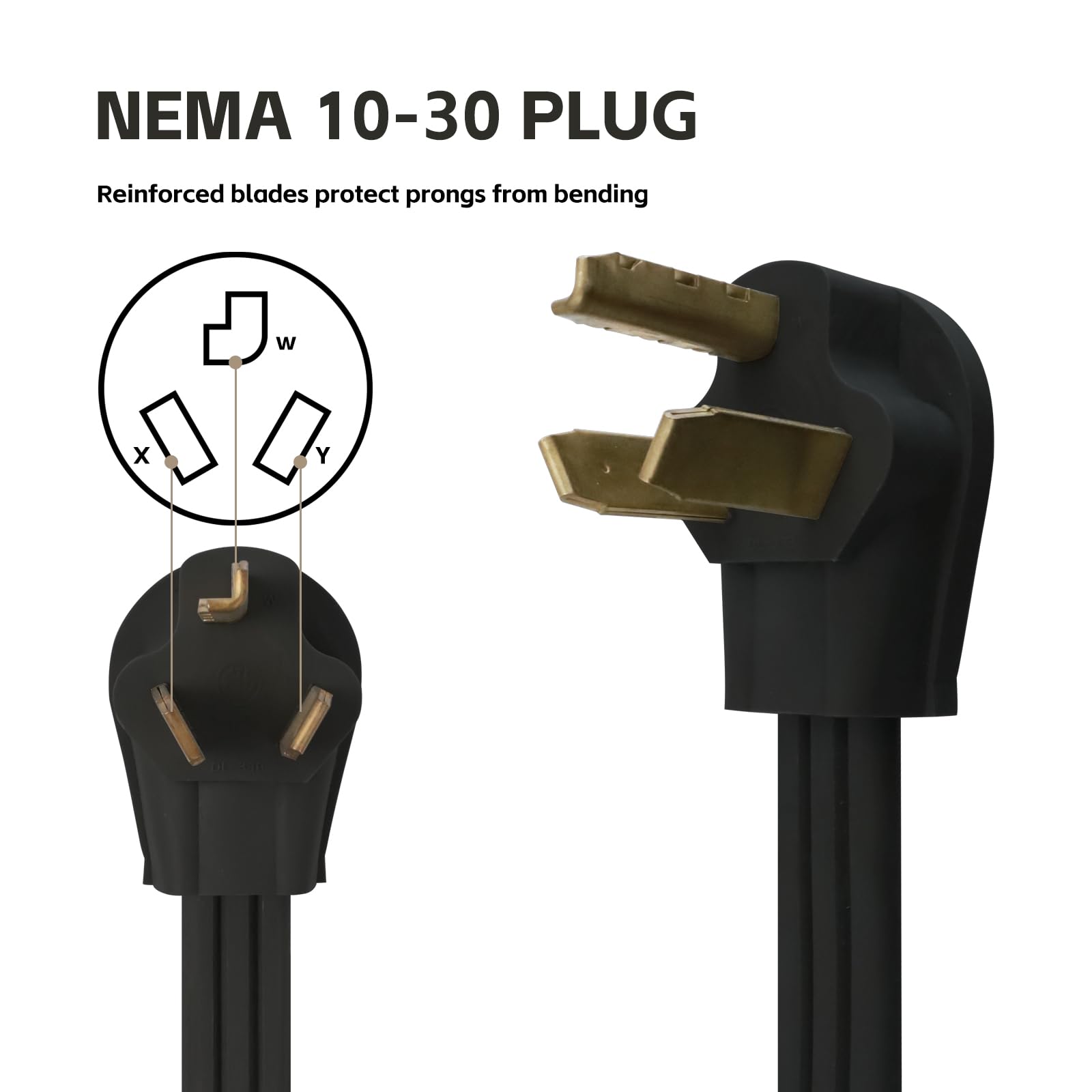 3 clavijas, cable de alimentación de extensión de dispositivo de 3 metros, NEMA 14-30, negro