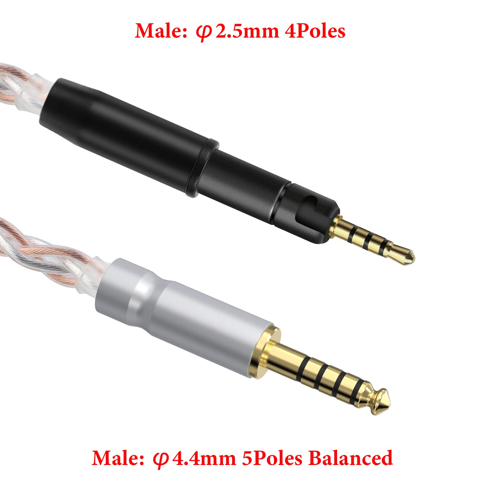 GEEKRIA Apollo versilbertes Upgrade-Audiokabel 4,4 mm auf 2,5 mm, kompatibel mit Sennheiser HD 620S, HD 599, HD 598, HD 560S, HD 400PRO, HD 579, HD 569 Kopfhörern, Ersatzkabel (4 Fuß/1,2 m)