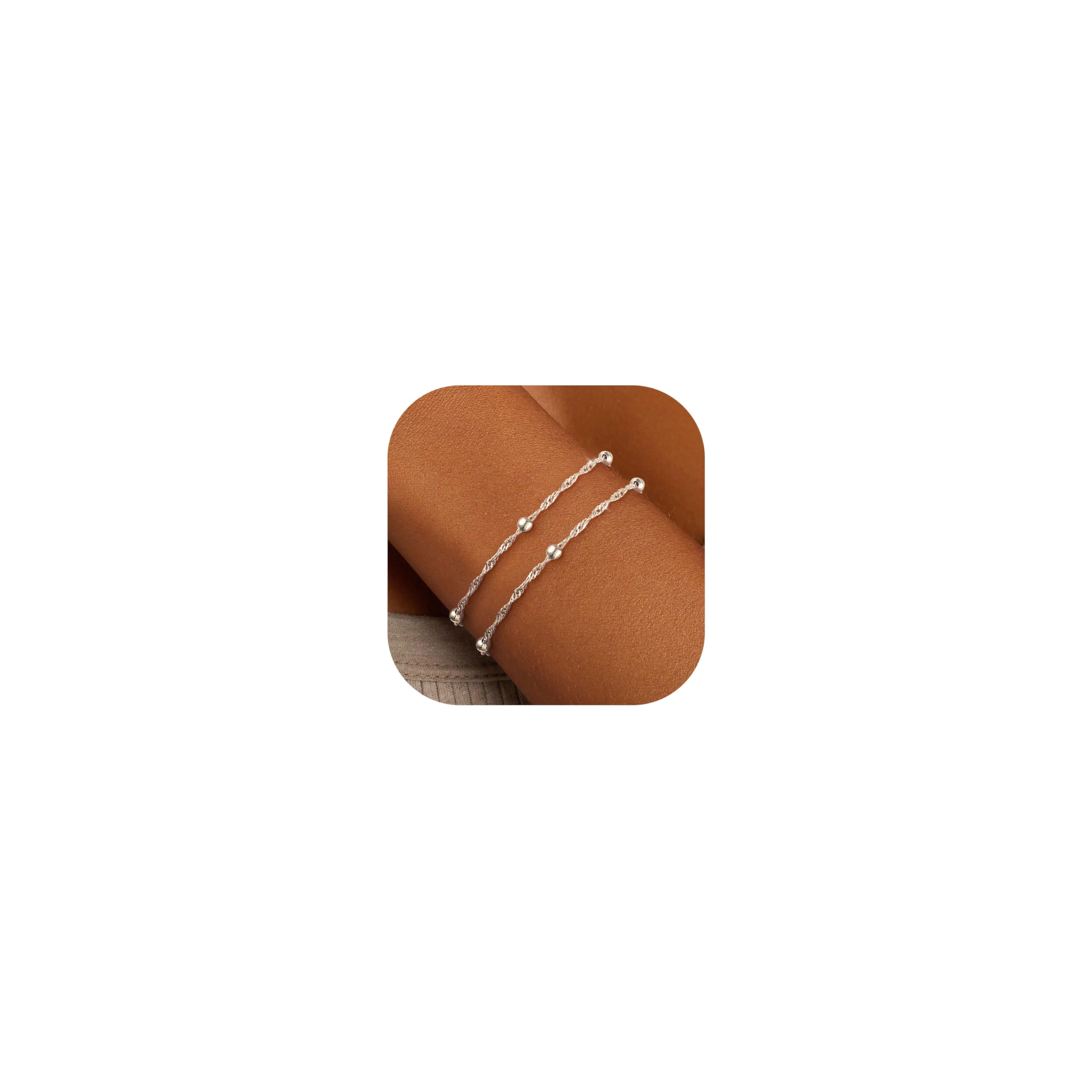 KOHOTA Silver Gold Bracelets for Women Trendy 14K Gold Plated Bracelet for Women Non Tarnish Dainty Stackable Layered Chain Heart Pearl Knot Beaded Bracelets Stack Set Charm Mothers Day Jewelry Gifts
