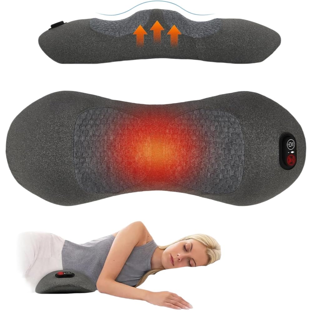 Neuropur 3-in-1 Rückenmassagegerät mit Dehnfunktion, Vibrations- und Wärmefunktion, tragbares Nacken Lenden Massagekissen für den täglichen Gebrauch