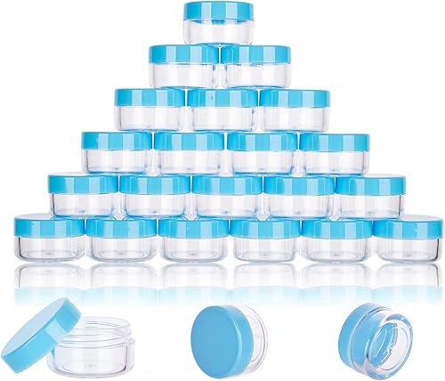 Miniatura 1 de Recipientes de muestra de 0.18 oz con tapas, 25 frascos de muestra de 0.2 fl oz, recipientes vacíos para cosméticos con tapas, pequeños recipientes